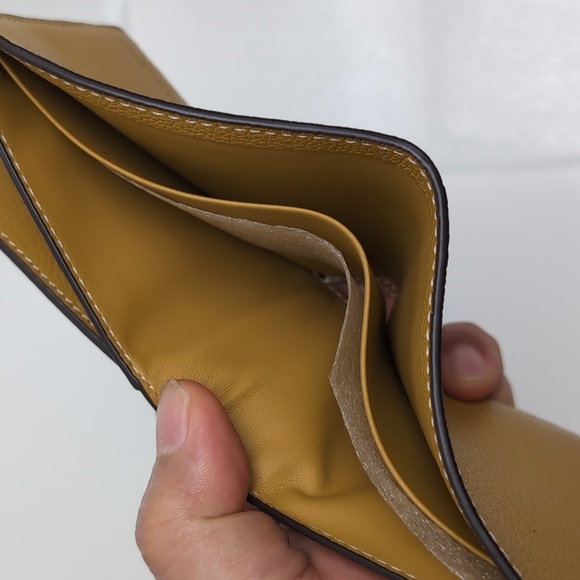 Coach 74991 Men's Compact ID Calf Bifold Wallet Gunmetal/Flax - Picture 10 of 12